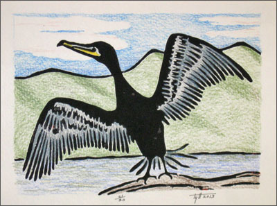 Base linocut print by Tyler Hannigan