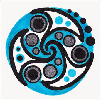 Hand colored linocut print by Tyler Hannigan