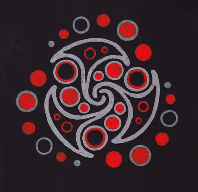 Hand colored linocut print by Tyler Hannigan