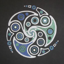 Hand colored linocut print by Tyler Hannigan
