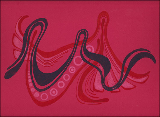 Hand colored linocut print by Tyler Hannigan